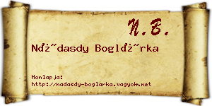 Nádasdy Boglárka névjegykártya